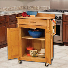 Load image into Gallery viewer, Rolling Deluxe Butcher Block Cart w/ Flat Panel Doors Backsplash 61533 - Kitchen Furniture Company