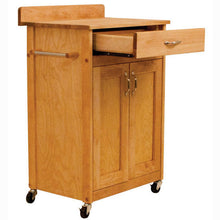 Load image into Gallery viewer, Rolling Deluxe Butcher Block Cart w/ Flat Panel Doors Backsplash 61533 - Kitchen Furniture Company