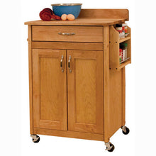 Load image into Gallery viewer, Rolling Deluxe Butcher Block Cart w/ Flat Panel Doors Backsplash 61533 - Kitchen Furniture Company