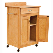 Load image into Gallery viewer, Rolling Deluxe Butcher Block Cart w/ Flat Panel Doors Backsplash 61533 - Kitchen Furniture Company