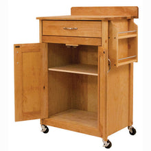 Load image into Gallery viewer, Rolling Deluxe Butcher Block Cart w/ Flat Panel Doors Backsplash 61533 - Kitchen Furniture Company