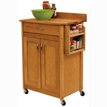 Load image into Gallery viewer, Rolling Deluxe Butcher Block Cart w/ Flat Panel Doors Backsplash 61533 - Kitchen Furniture Company