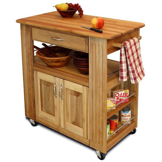 Heart-Of-The-Kitchen Natural Wood Kitchen Cart with Storage 1544-15445 - Kitchen Furniture Company