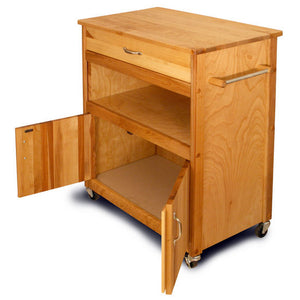 Natural Kitchen Cart With Durable Butcher Block Top Rolling Casters 51575 - Kitchen Furniture Company