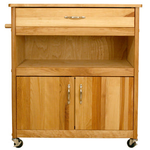 Natural Kitchen Cart With Durable Butcher Block Top Rolling Casters 51575 - Kitchen Furniture Company