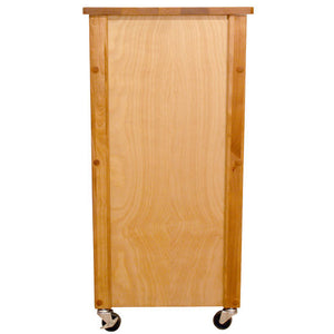 Natural Kitchen Cart With Durable Butcher Block Top Rolling Casters 51575 - Kitchen Furniture Company