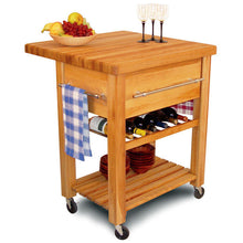 Load image into Gallery viewer, Portable Rolling Kitchen Work Center with Drop Leaf and Wine Rack 2008 - Kitchen Furniture Company