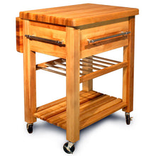 Load image into Gallery viewer, Portable Rolling Kitchen Work Center with Drop Leaf and Wine Rack 2008 - Kitchen Furniture Company