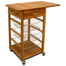 Load image into Gallery viewer, Natural Wood Kitchen Cart with Drop Leaf Butcher Block Top 7225 - Kitchen Furniture Company