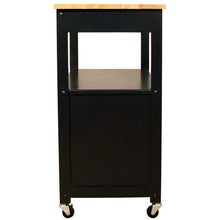 Load image into Gallery viewer, Black Rolling Kitchen Cart with Natural Wood Top Storage by Catskill - Kitchen Furniture Company