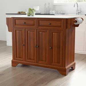 Lafayette Cherry Full Size Kitchen Island/Cart with Granite Top - Kitchen Furniture Company