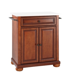 Small Compact Cherry Kitchen Island/Cart with Granite Top - Kitchen Furniture Company