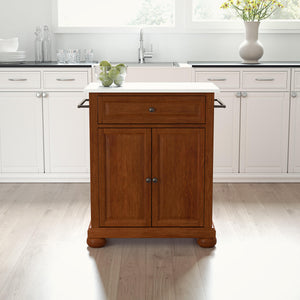 Small Compact Cherry Kitchen Island/Cart with Granite Top - Kitchen Furniture Company
