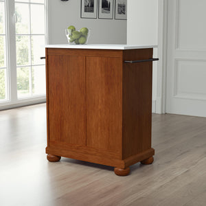 Small Compact Cherry Kitchen Island/Cart with Granite Top - Kitchen Furniture Company