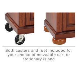 Small Compact Cherry Kitchen Island/Cart with Granite Top - Kitchen Furniture Company