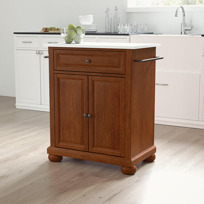 Small Compact Cherry Kitchen Island/Cart with Granite Top - Kitchen Furniture Company