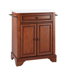 Cherry Portable Kitchen Island/Cart with Lafayette Legs and White Granite Top - Kitchen Furniture Company