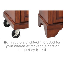 Load image into Gallery viewer, Cherry Portable Kitchen Island/Cart with Lafayette Legs and White Granite Top - Kitchen Furniture Company