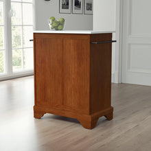Load image into Gallery viewer, Cherry Portable Kitchen Island/Cart with Lafayette Legs and White Granite Top - Kitchen Furniture Company