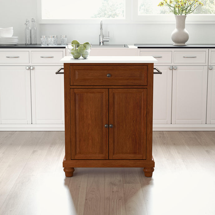 Cambridge Cherry Portable Kitchen Cart/Island with Granite Top - Kitchen Furniture Company
