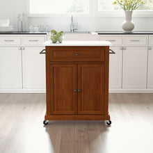Load image into Gallery viewer, Cherry Portable Kitchen Cart with Granite Top Sturdy Casters - Kitchen Furniture Company