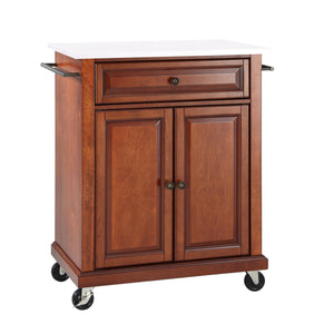 Cherry Portable Kitchen Cart with Granite Top Sturdy Casters - Kitchen Furniture Company