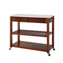 Load image into Gallery viewer, Cherry Kitchen Cart with White Granite Top and Heavy Duty Caster&#39;s - Kitchen Furniture Company