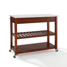 Load image into Gallery viewer, Cherry Kitchen Cart with White Granite Top and Heavy Duty Caster&#39;s - Kitchen Furniture Company