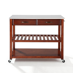 Cherry Kitchen Cart with White Granite Top and Heavy Duty Caster's - Kitchen Furniture Company