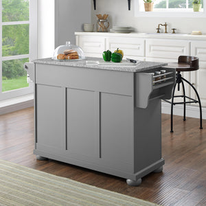 Gray Kitchen Island with Granite Top Three Adjustable Shelves 30203AGY - Kitchen Furniture Company