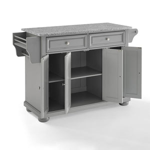 Gray Kitchen Island with Granite Top Three Adjustable Shelves 30203AGY - Kitchen Furniture Company