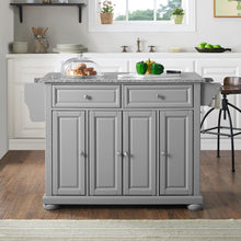 Load image into Gallery viewer, Gray Kitchen Island with Granite Top Three Adjustable Shelves 30203AGY - Kitchen Furniture Company