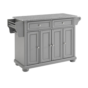 Gray Kitchen Island with Granite Top Three Adjustable Shelves 30203AGY - Kitchen Furniture Company