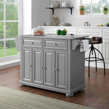 Load image into Gallery viewer, Gray Kitchen Island with Granite Top Three Adjustable Shelves 30203AGY - Kitchen Furniture Company