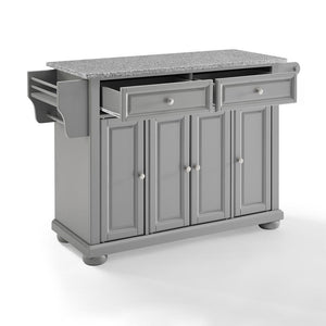 Gray Kitchen Island with Granite Top Three Adjustable Shelves 30203AGY - Kitchen Furniture Company