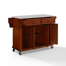 Load image into Gallery viewer, Full Size Cherry Kitchen Cart with White Granite Top Sturdy Casters - Kitchen Furniture Company