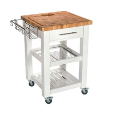 Load image into Gallery viewer, All Natural White Personal Chef&#39;s Prep Station W/ Wired Rack Storage JET3187 - Kitchen Furniture Company