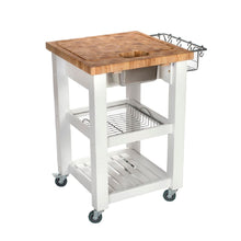 Load image into Gallery viewer, All Natural White Personal Chef&#39;s Prep Station W/ Wired Rack Storage JET3187 - Kitchen Furniture Company