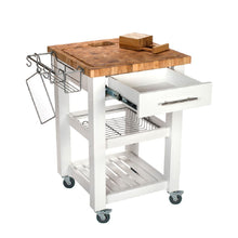 Load image into Gallery viewer, All Natural White Personal Chef&#39;s Prep Station W/ Wired Rack Storage JET3187 - Kitchen Furniture Company