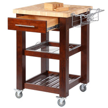 Load image into Gallery viewer, All Natural Espresso Personal Chef&#39;s Prep Station W/ Wired Rack Storage 1226 - Kitchen Furniture Company