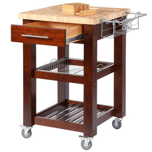 All Natural Espresso Personal Chef's Prep Station W/ Wired Rack Storage 1226 - Kitchen Furniture Company