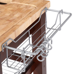 All Natural Espresso Personal Chef's Prep Station W/ Wired Rack Storage 1226 - Kitchen Furniture Company