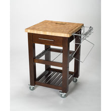 Load image into Gallery viewer, All Natural Espresso Personal Chef&#39;s Prep Station W/ Wired Rack Storage 1226 - Kitchen Furniture Company