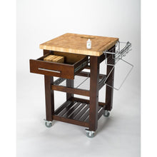 Load image into Gallery viewer, All Natural Espresso Personal Chef&#39;s Prep Station W/ Wired Rack Storage 1226 - Kitchen Furniture Company