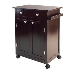 Mobile Kitchen Cart Savannah Espresso with Storage Shelves and Casters - Kitchen Furniture Company