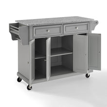 Load image into Gallery viewer, Full Size Grey Kitchen Cart with Solid Granite Top Sturdy Casters - Kitchen Furniture Company