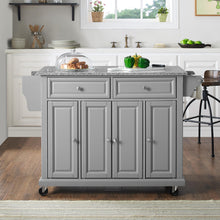 Load image into Gallery viewer, Full Size Grey Kitchen Cart with Solid Granite Top Sturdy Casters - Kitchen Furniture Company