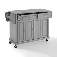 Load image into Gallery viewer, Full Size Grey Kitchen Cart with Solid Granite Top Sturdy Casters - Kitchen Furniture Company
