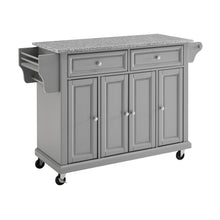 Load image into Gallery viewer, Full Size Grey Kitchen Cart with Solid Granite Top Sturdy Casters - Kitchen Furniture Company