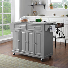 Load image into Gallery viewer, Full Size Grey Kitchen Cart with Solid Granite Top Sturdy Casters - Kitchen Furniture Company